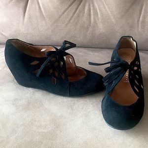 Black suede wedge